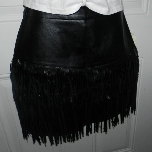 Black fringe leather skirt double layers Black by Altar'd State 🆕FAST⌚📦🏃💨🚚 - Picture 5 of 16